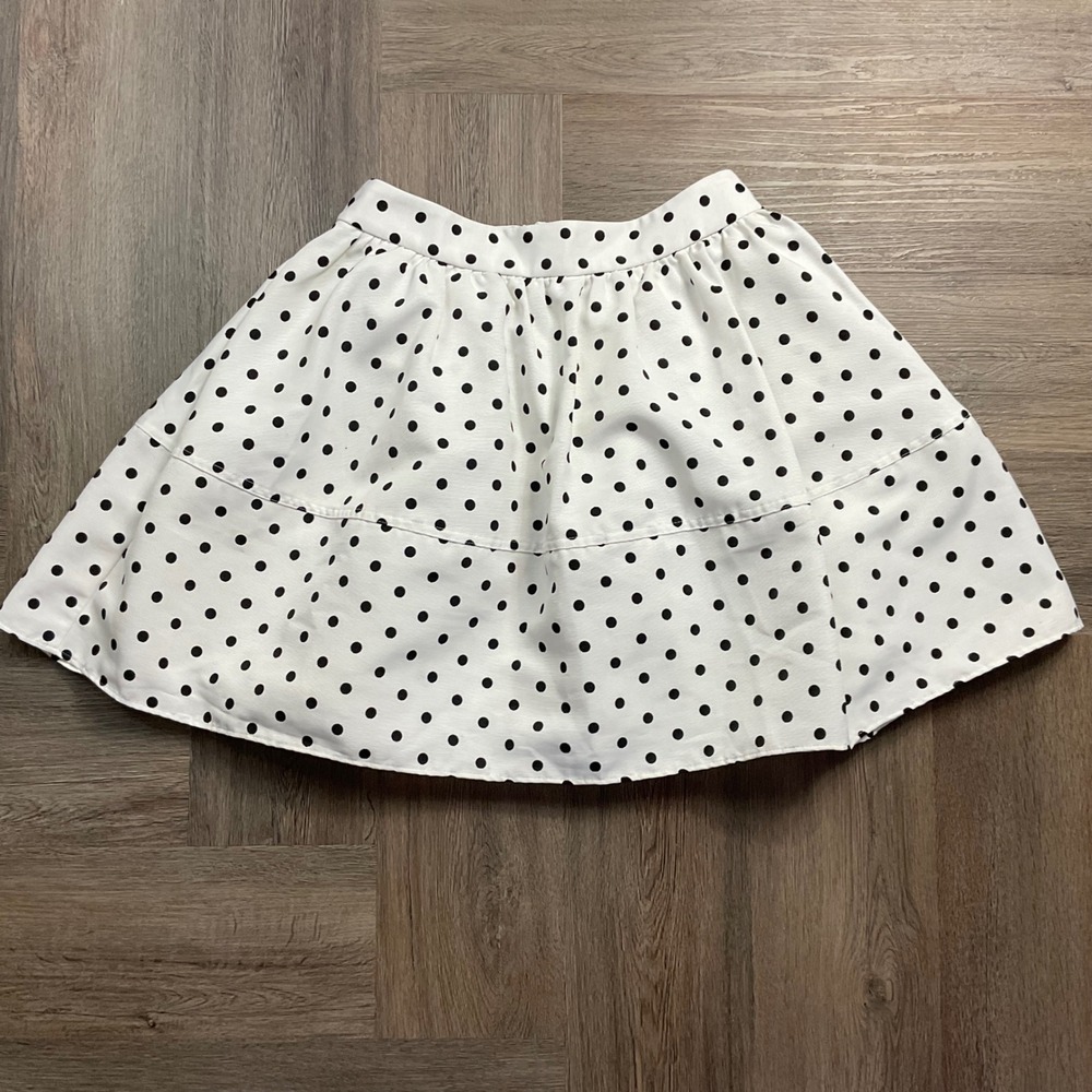 Express Polka Dot Pique A-Line Pocket Mini Skirt Womens 4 White Black Classic